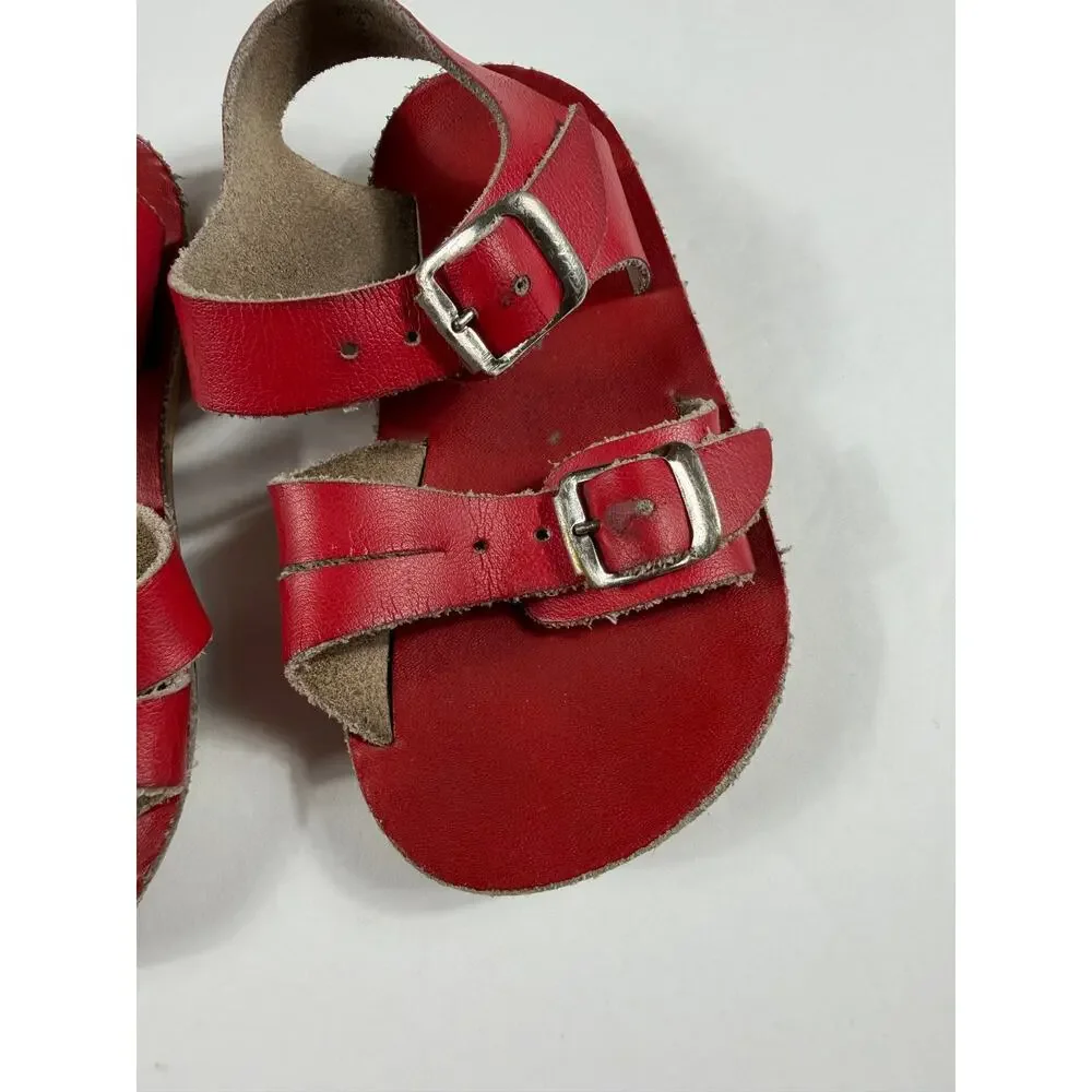 Salt Water Original Red Leather Sandals Size 4 Toddler